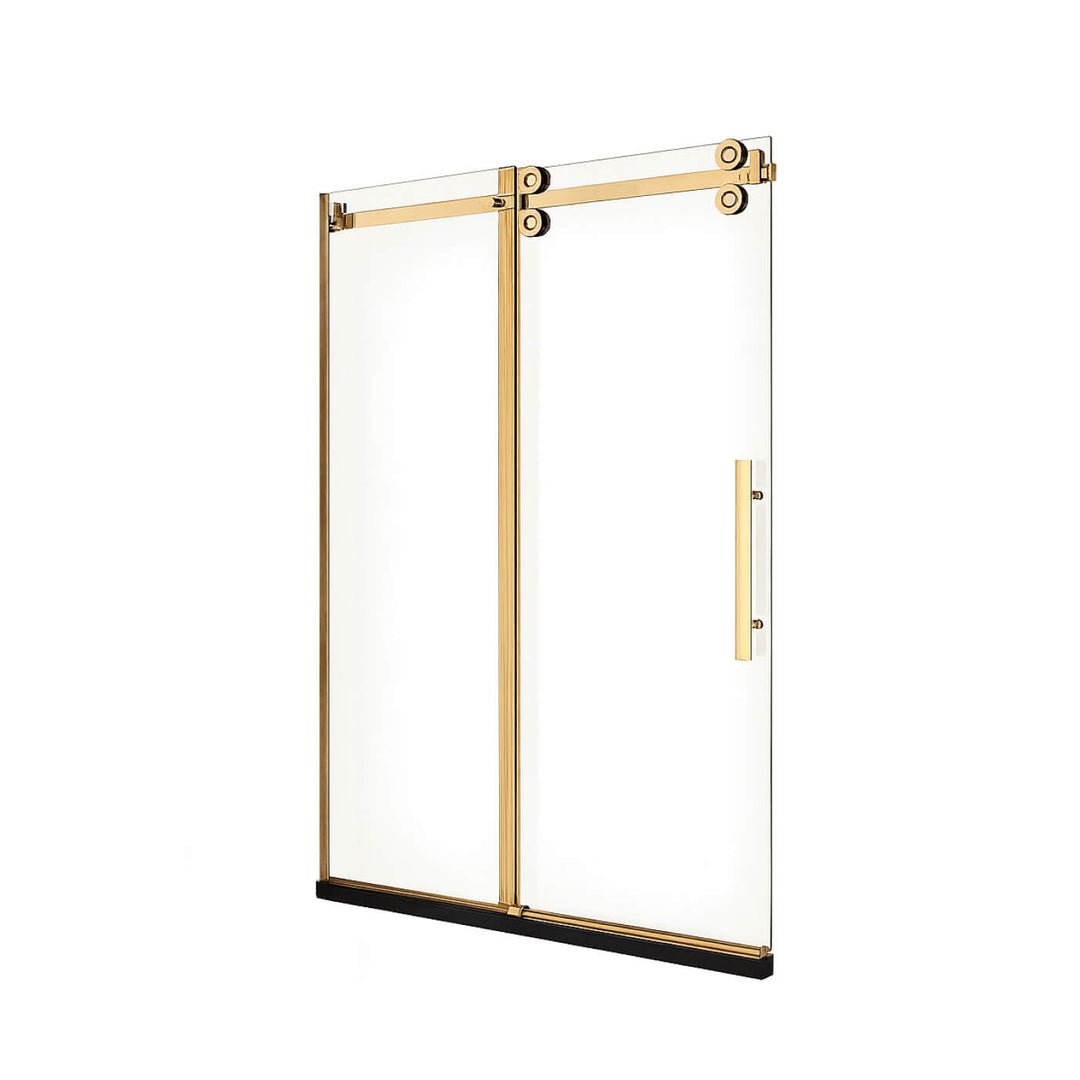 Porte de douche coulissante élégante  60" et 48" - Paroi en verre trempé 10 mm avec finition noire, chromée ou or brossé