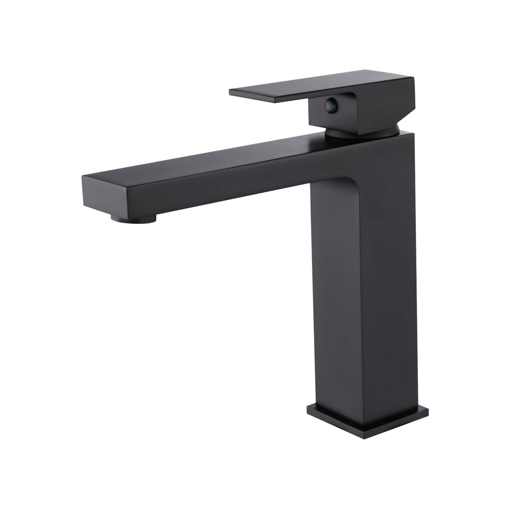 Robinet de lavabo noir mat pour salle de bain moderne, modèle 81H45, au design épuré et durable