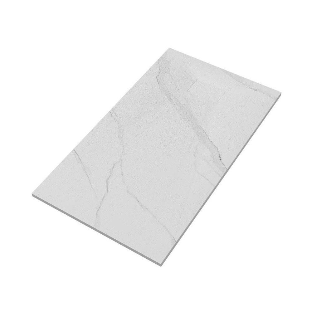 Plancher de douche rectangulaire 60x36 avec finition marbre blanc – base élégante pour salle de bain moderne