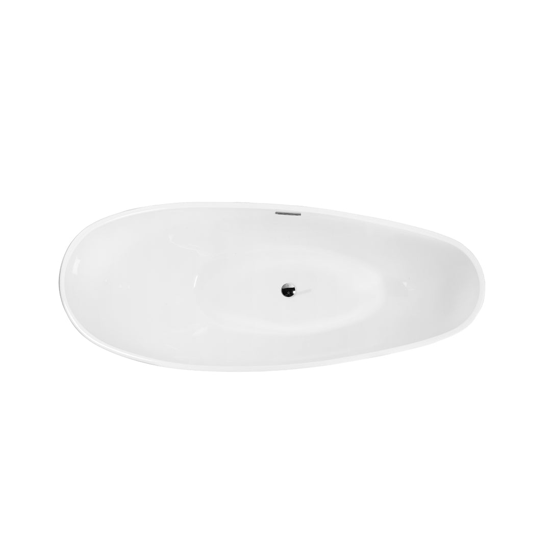 Vague Élégante - Baignoire autoportante en acrylique blanc avec un design à rebord mince Slim Rim