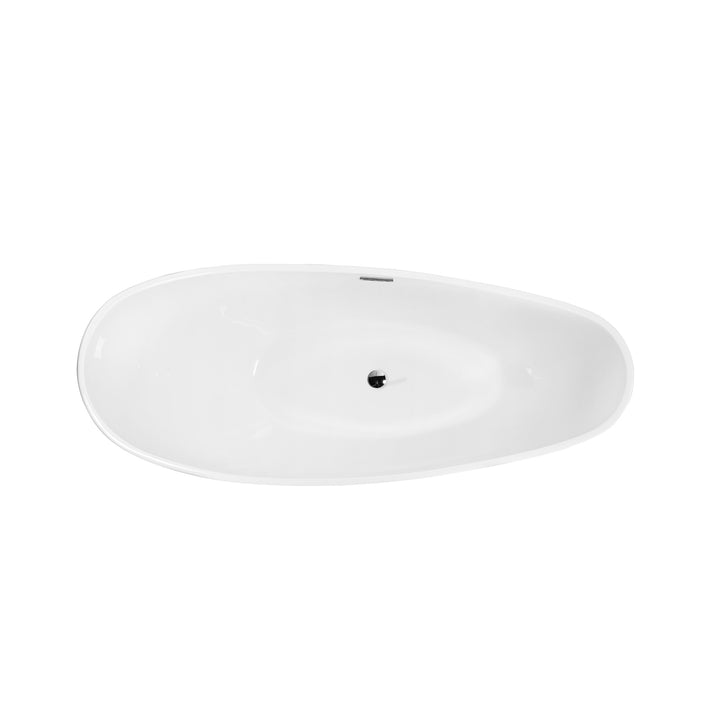 Vague Élégante - Baignoire autoportante en acrylique blanc avec un design à rebord mince Slim Rim