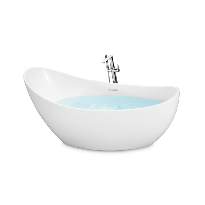 Vague Élégante - Baignoire autoportante en acrylique blanc avec un design à rebord mince Slim Rim