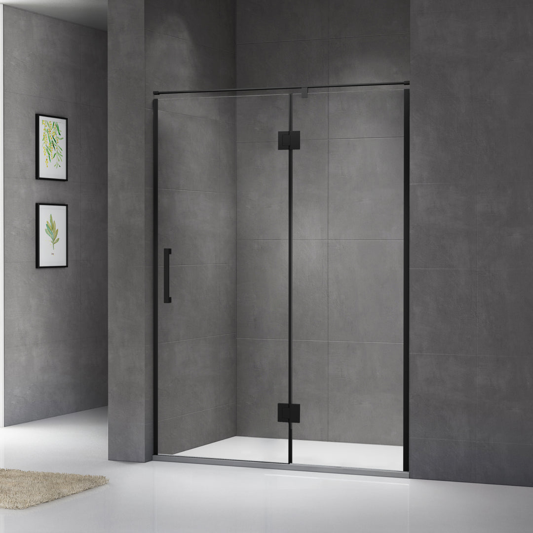 Porte de douche à double contournement 60" avec cadre en aluminium en verre trempé 10mm