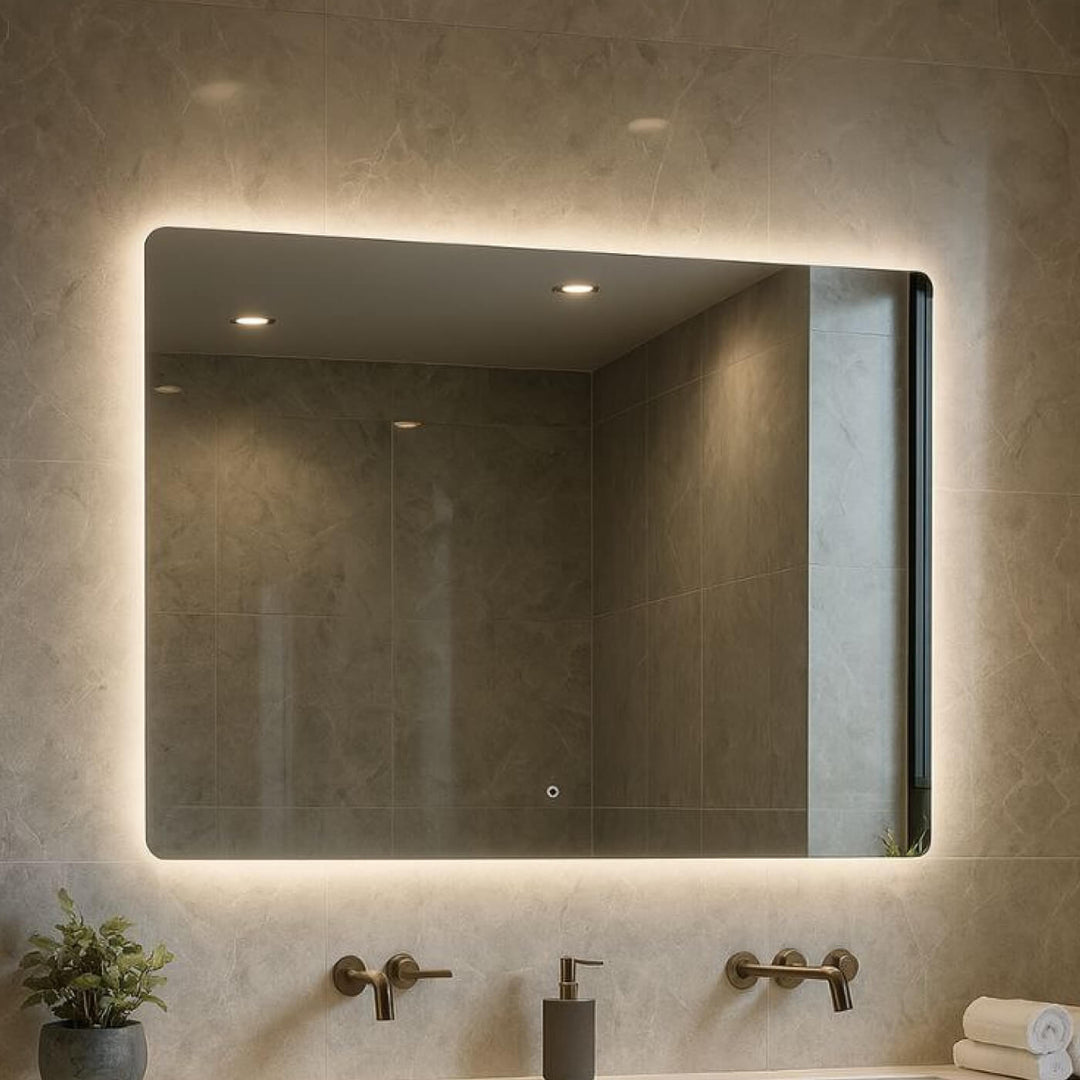 Grand miroir lumineux rectangulaire 47 x 29,5 x 1,2" – miroir moderne avec éclairage LED pour salle de bain