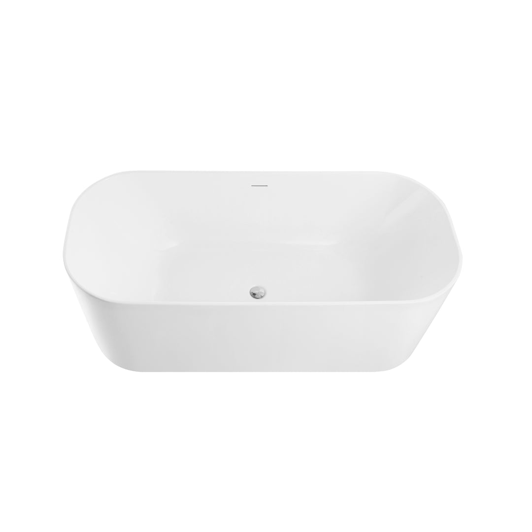 Prélude Exquis - Baignoire autoportante en acrylique blanc avec un design à rebord mince Slim Rim