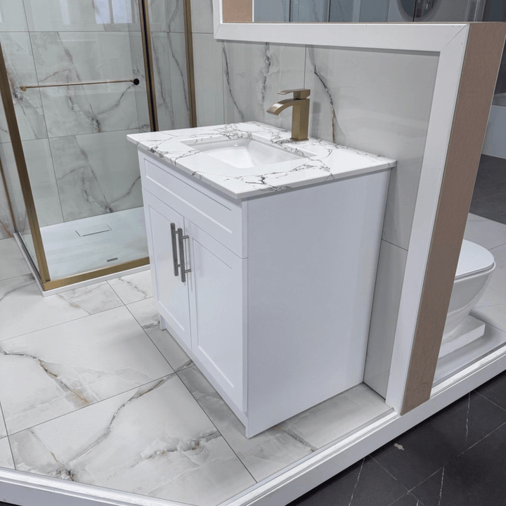 Vanités de salle de bain 24" ou 30" en HDF — Fini résistant à l'humidité avec comptoir Golden Vein