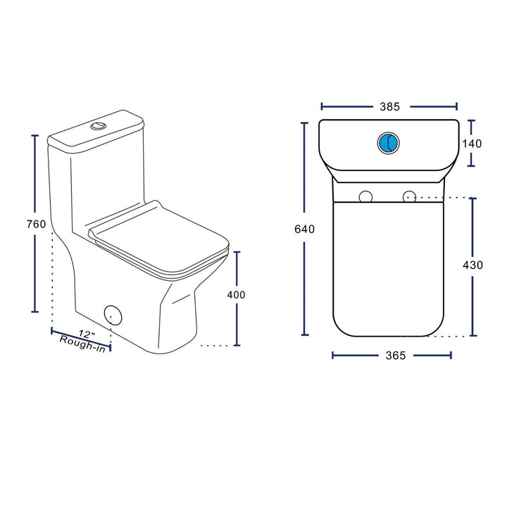 Éclat de Lune - Toilette monobloc avec flushing system Tornado et bol allongé