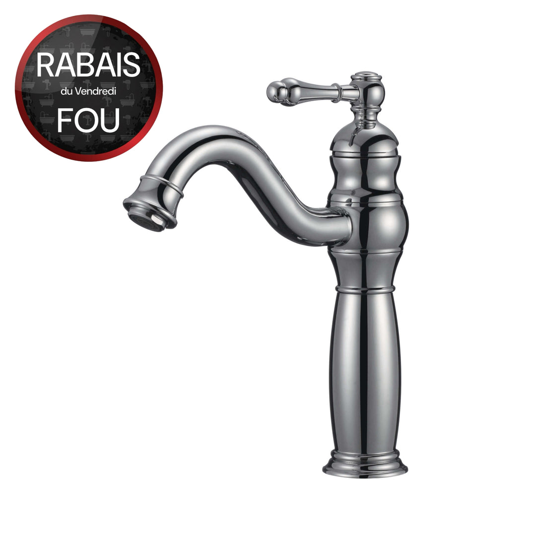 Robinet salle de bain lavabo en laiton chromé – design classique rétro chic et certifié