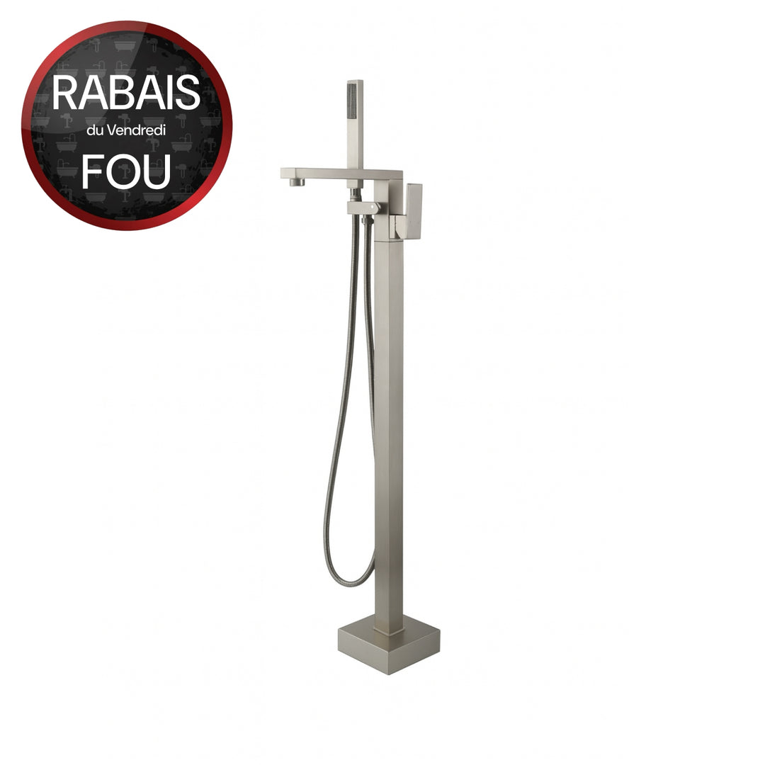Robinet salle de bain autoportant avec douchette – Design moderne en acier inoxydable, 3/8"