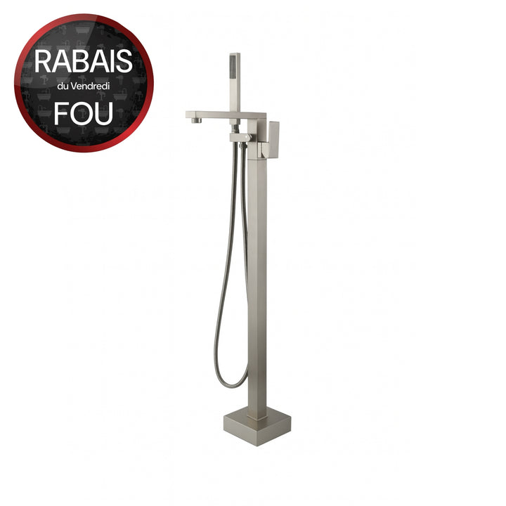 Robinet salle de bain autoportant avec douchette – Design moderne en acier inoxydable, 3/8"