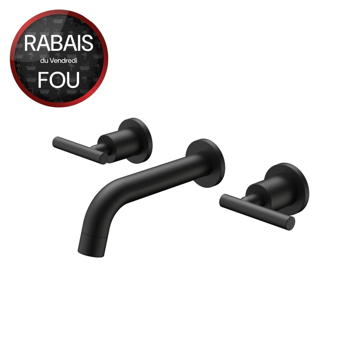 Robinet mural de salle de bain noir mat