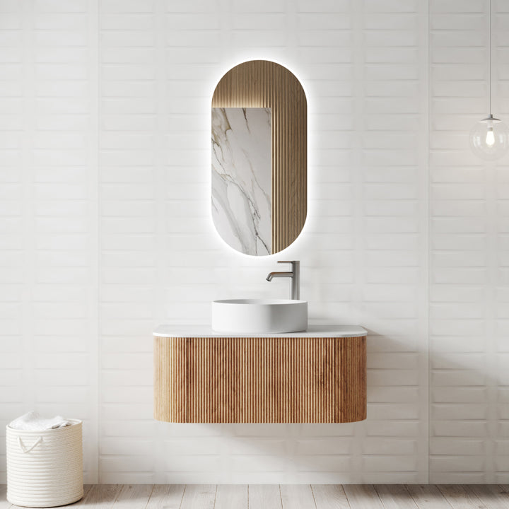 Ameublement salle de bain-lavabo mural-Armoire, Comptoir, Vasque en céramique, Miroir LED