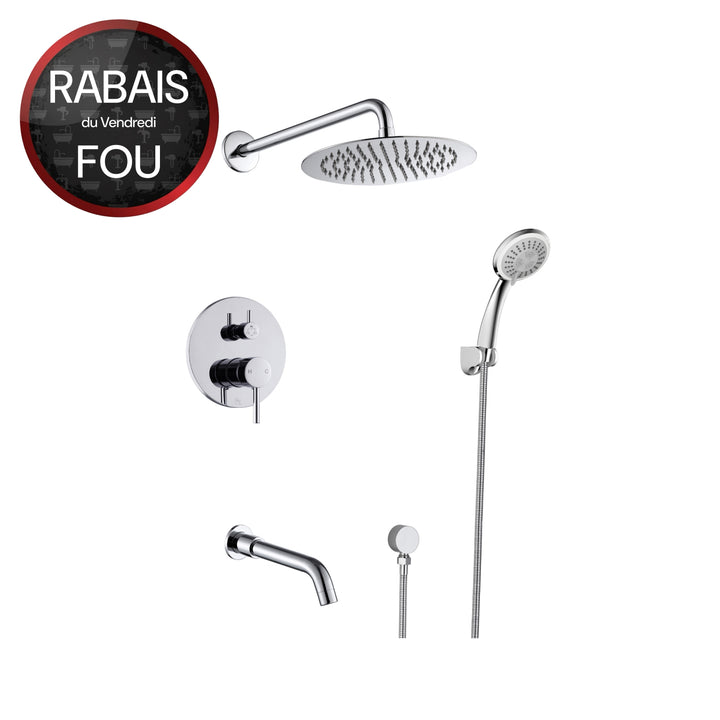 Robinet de douche mural avec valve d'équilibrage de presse