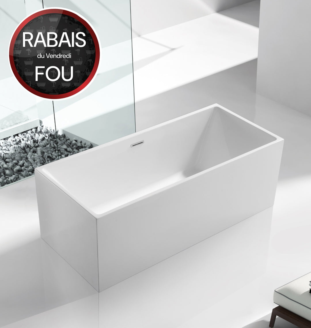 Bain de Nirvana - Baignoire autoportante en acrylique blanc