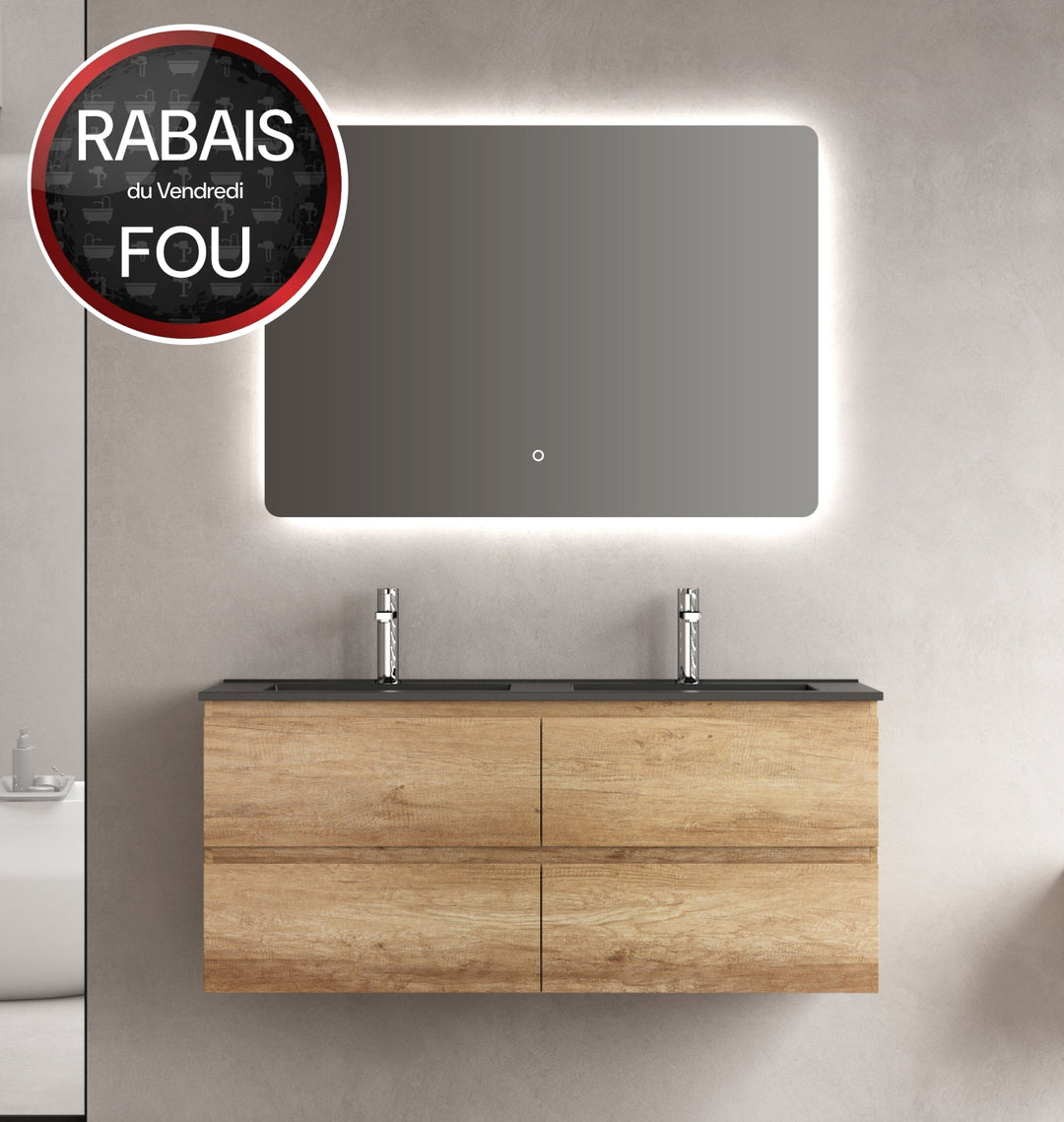 Meuble sdb-Armoire, Lavabo, Miroir avec lumière led