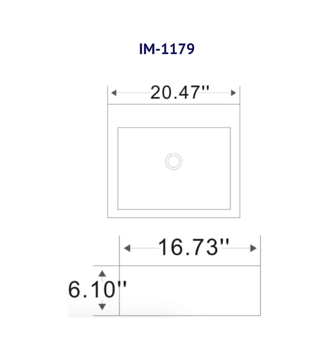 Lavabo évier salle de bain rectangulaire - Vasque en porcelaine 21"