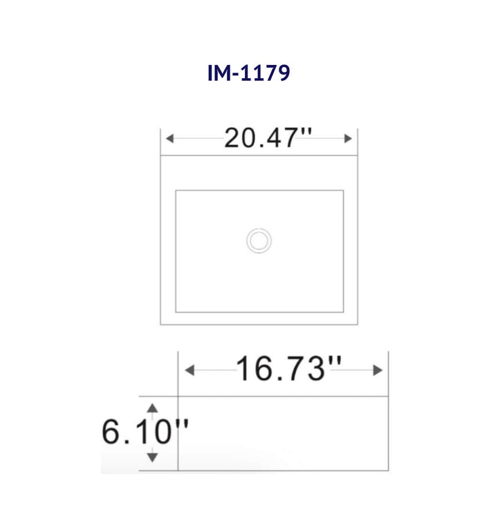 Lavabo évier salle de bain rectangulaire - Vasque en porcelaine 21"