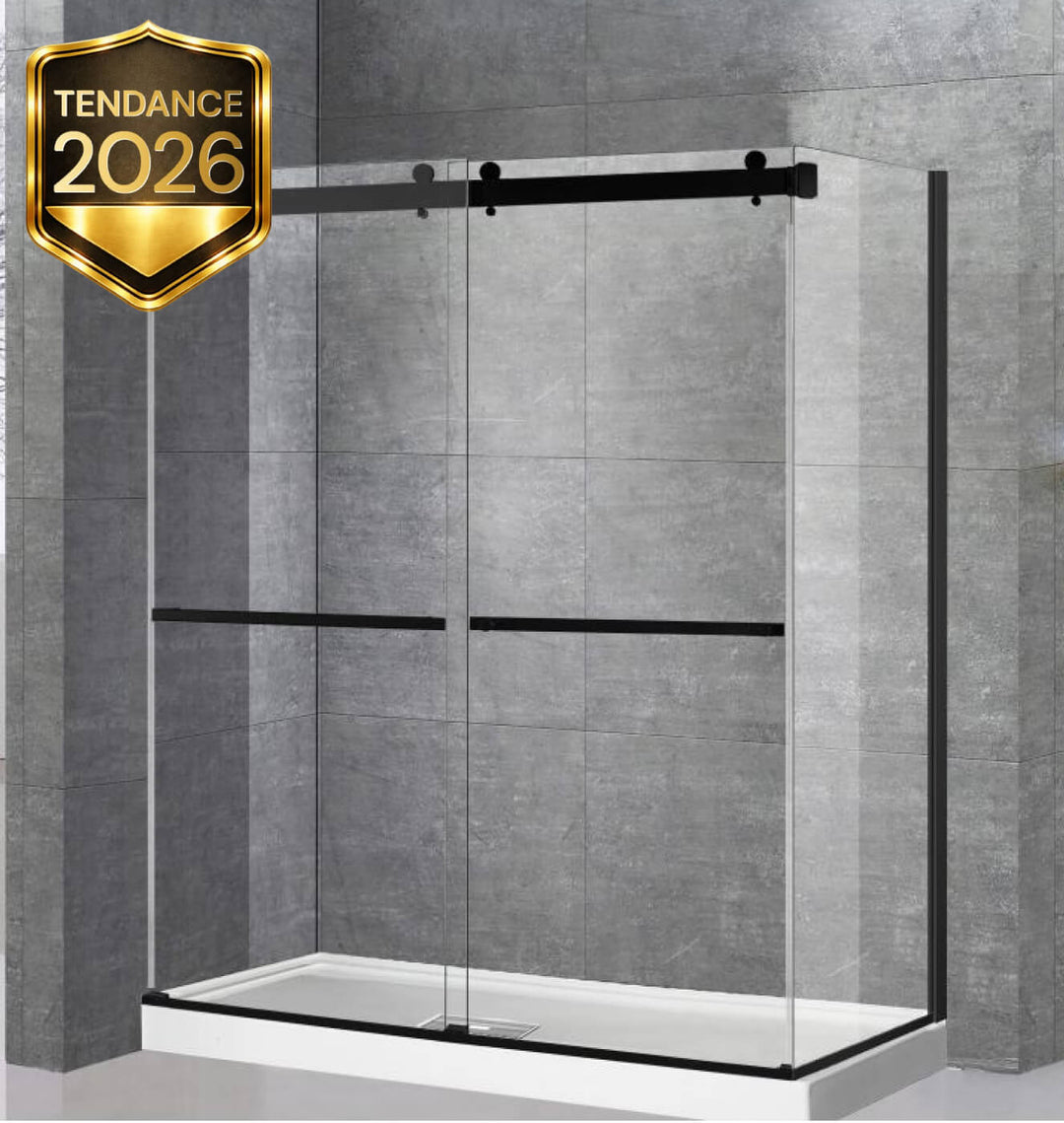 Porte de Douche Coulissante Double LH-Richmond Glide – Verre Trempé 10mm avec Fermeture Douce