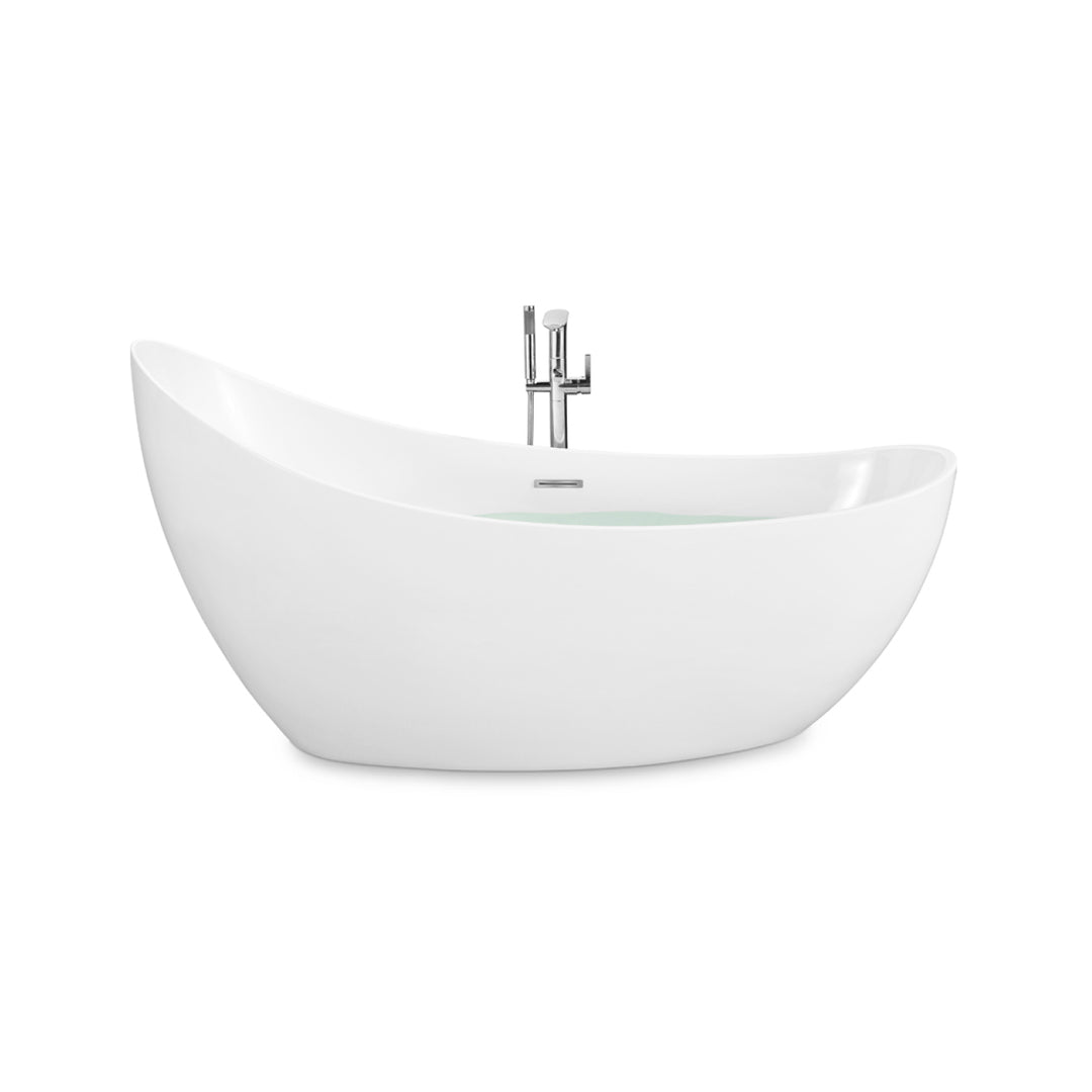 Vague Élégante - Baignoire autoportante en acrylique blanc avec un design à rebord mince Slim Rim