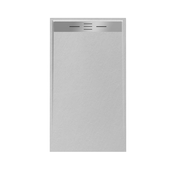 Base de douche grise 60x36" en SMC avec finition texturée antidérapante, idéale pour une salle de bain contemporaine et sécurisée.