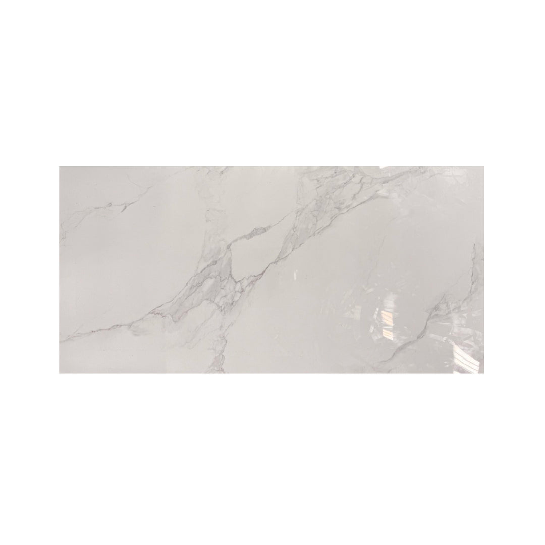 Céramique chambre de bain 24x48 effet marbre blanc, parfaite pour les murs ou le contour de bain moderne et lumineux