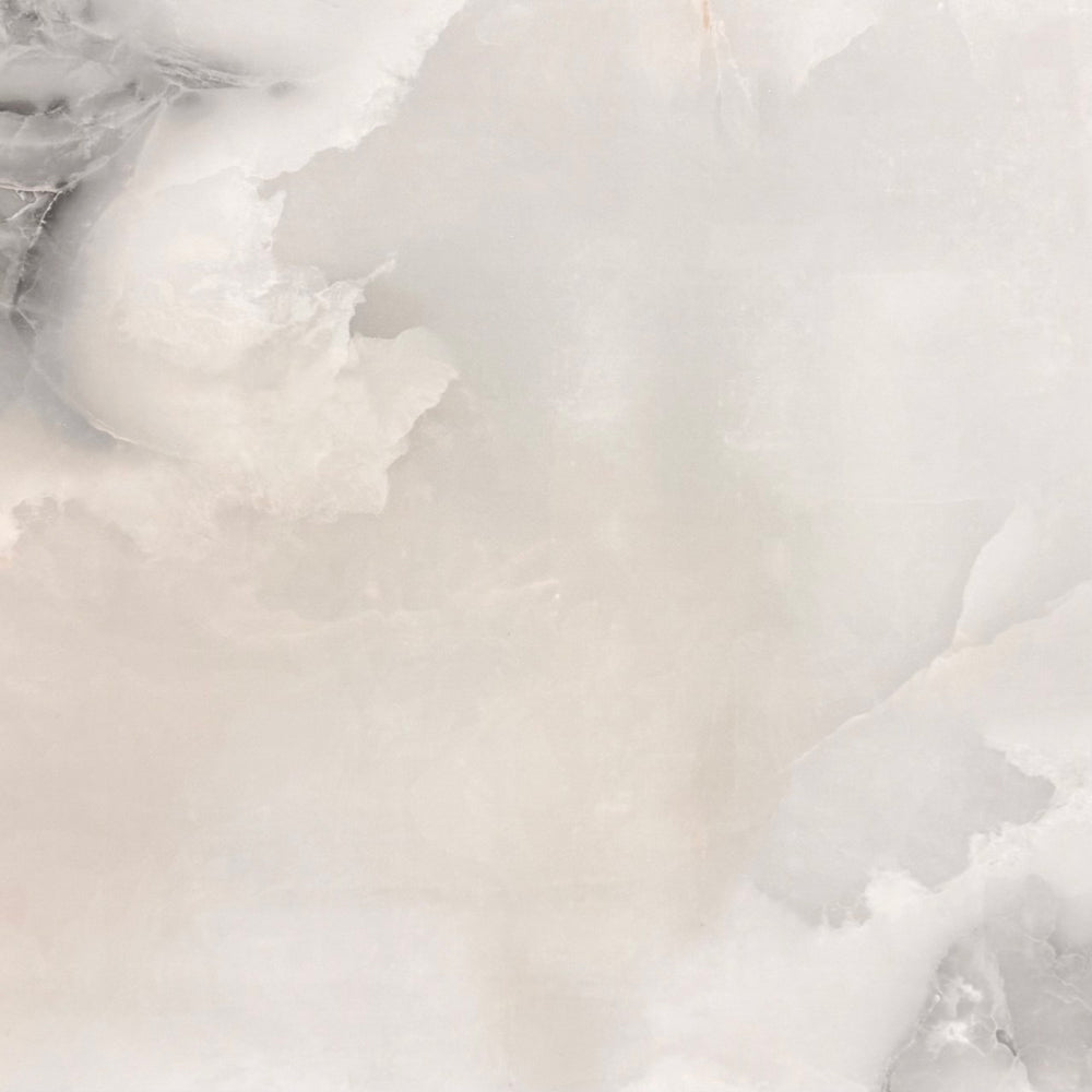 Céramique murale salle de bain blanche 24x24 avec finition lustrée et effet onyx, idéale pour douche ou mur accent