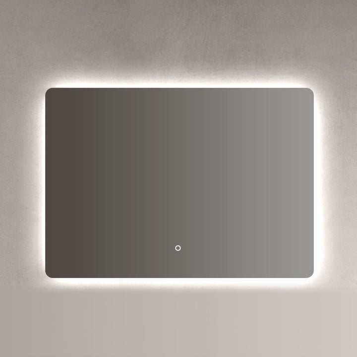 Grand miroir rectangulaire pour salle de bain, avec éclairage LED doux intégré pour un style moderne et épuré