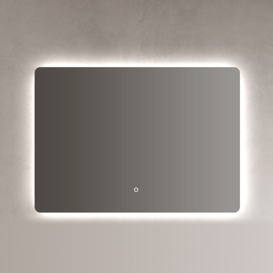 Grand miroir rectangulaire pour salle de bain, avec éclairage LED doux intégré pour un style moderne et épuré