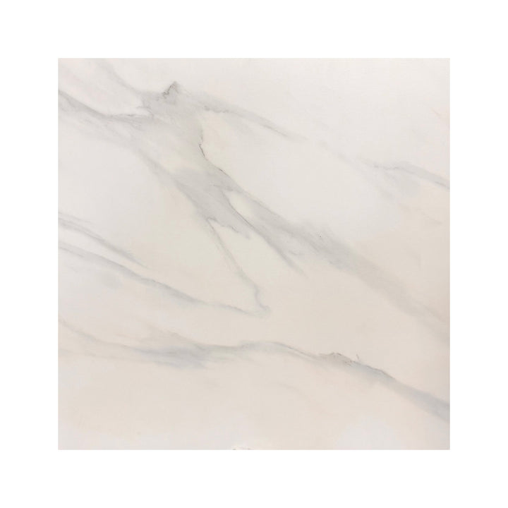 Céramique murale blanche 24x24 avec finition mate et veines grises, parfaite pour douche et salle de bain lumineuse
