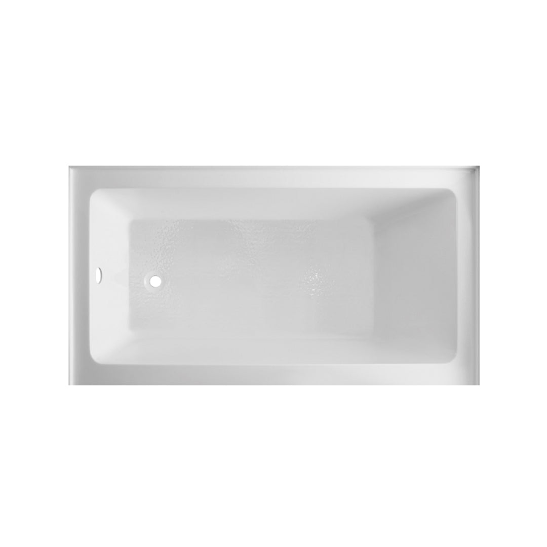 Modèle de bain alcôve en acrylique blanc avec drain à gauche, une option pratique pour la configuration de votre salle de bain
