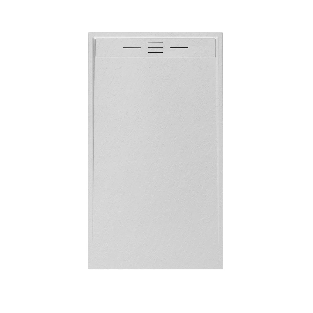 Base de douche en SMC 36 x 60 pouces avec surface antidérapante et grille de drainage intégrée. Finition blanche moderne.