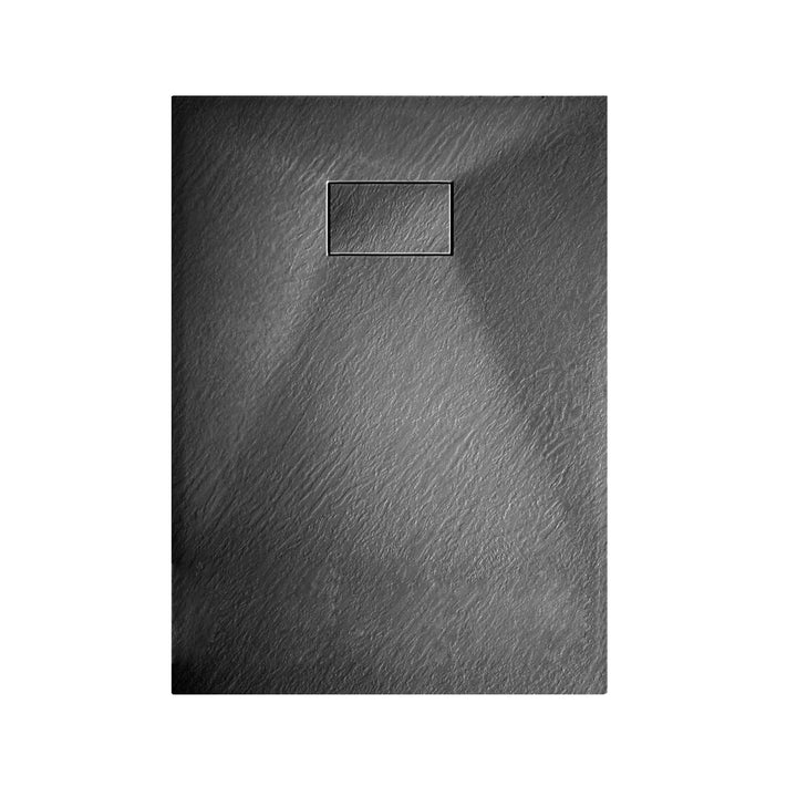 Receveur de douche noir avec surface texturée antidérapante – idéal pour les bases de douche modernes et élégantes.