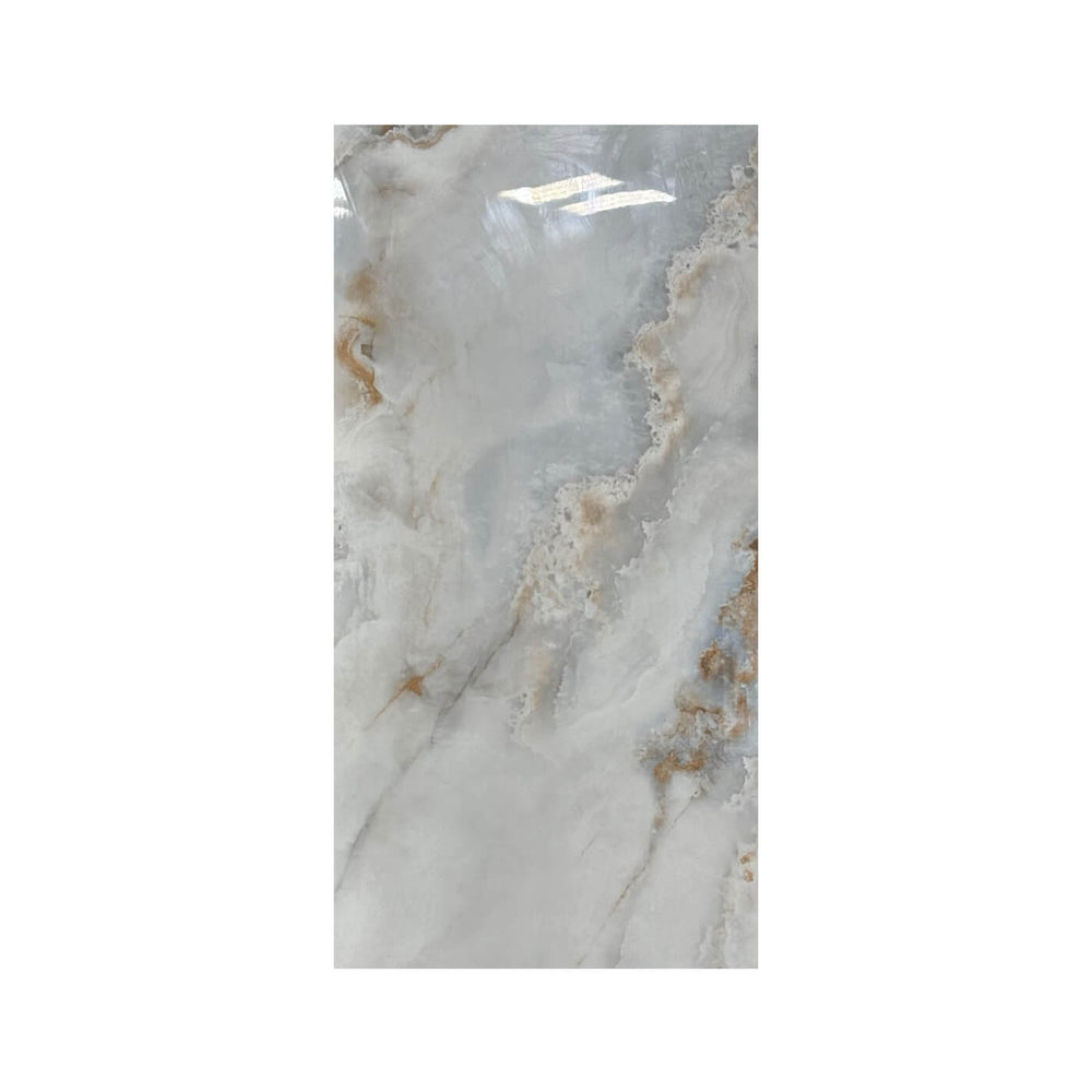 Céramique murale salle de bain effet onyx doré, format rectangulaire 24x48 po, idéale pour mur décoratif élégant