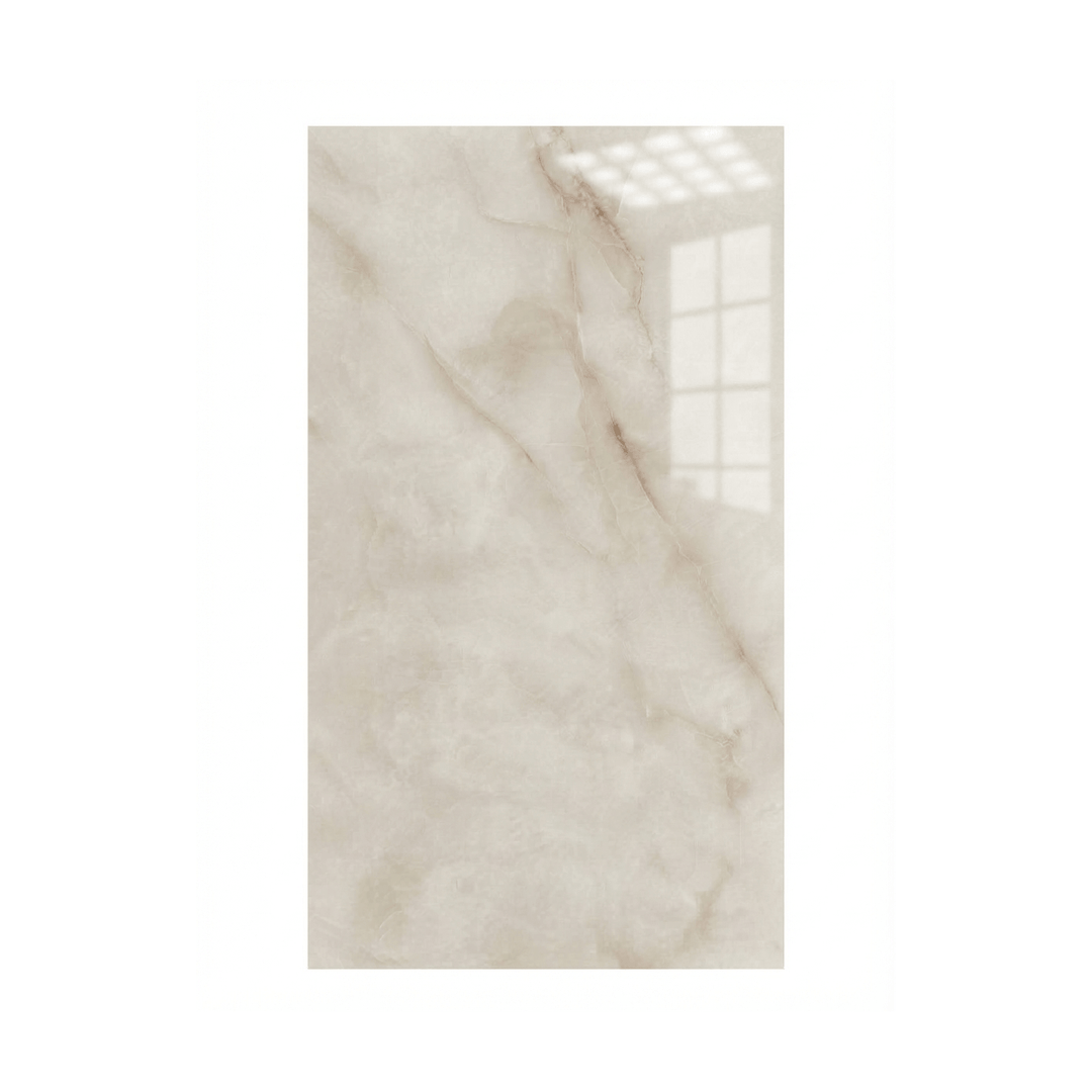 Vue de face de la céramique salle de bain Sahara Whisper effet marbre et surface ultra-brillante