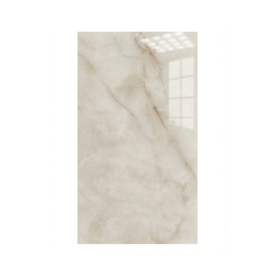 Vue de face de la céramique salle de bain Sahara Whisper effet marbre et surface ultra-brillante