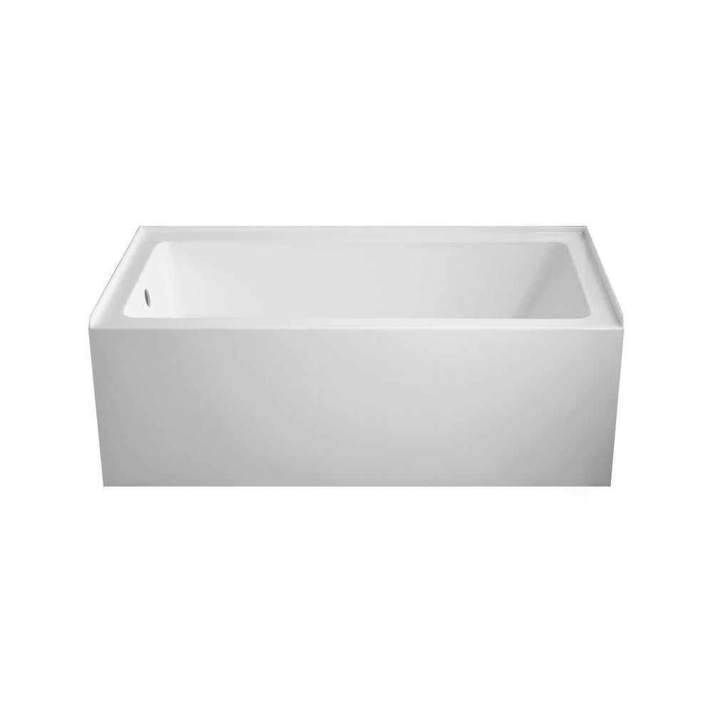 Aménagement d'une salle de bain avec un bain alcôve aux lignes minimalistes, offrant un espace de détente ergonomique et durable