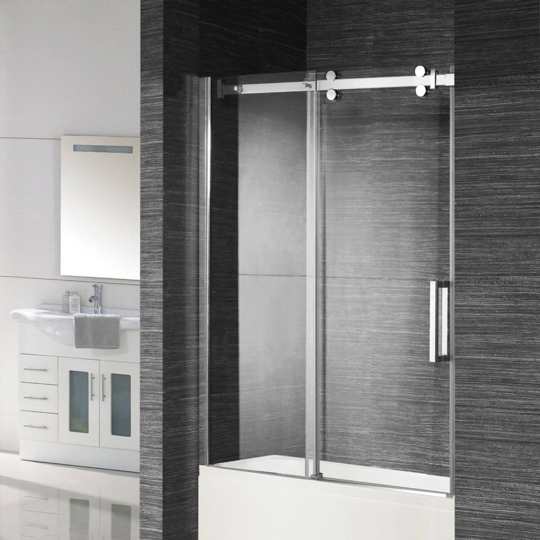 Porte douche coulissante en verre trempé 10 mm chrome 72x60