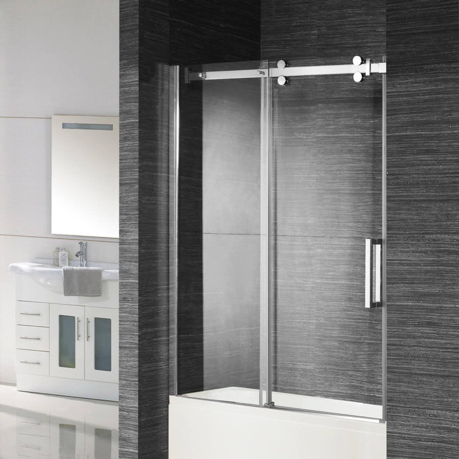 Porte douche coulissante en verre trempé 10 mm chrome 72x60