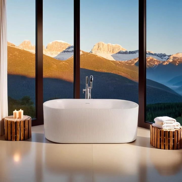 Oasis Spa - Baignoire autoportante en acrylique blanc avec un design à rebord mince Slim Rim  1720/820/580