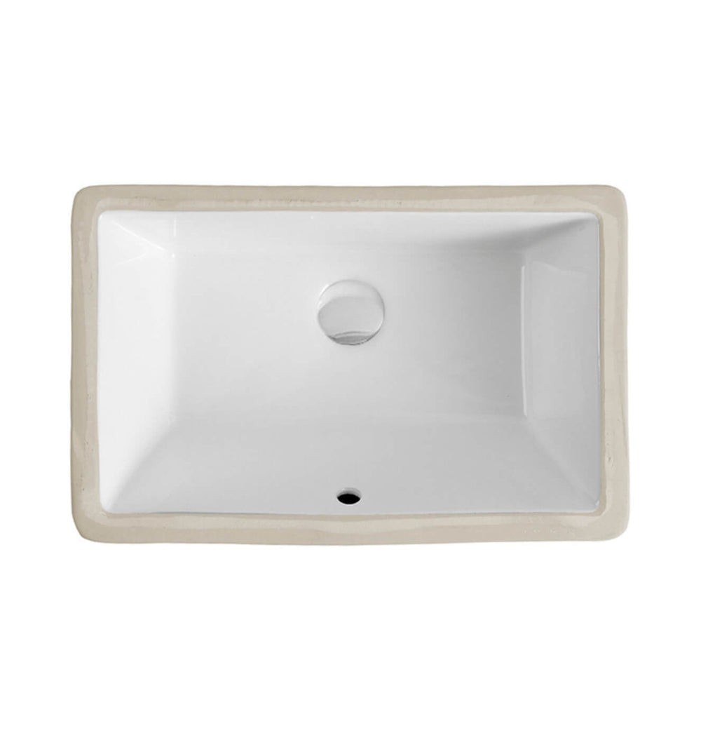 Lavabo sous plan profond avec trop-plein intégré, idéal pour une salle de bain moderne.