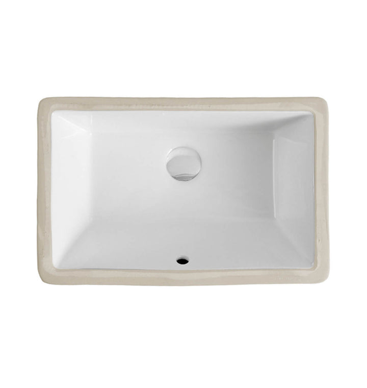 Lavabo sous plan profond avec trop-plein intégré, idéal pour une salle de bain moderne.