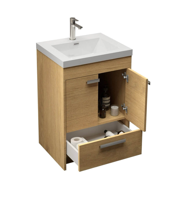Meuble lavabo 24 po freestanding LH Lugano Dark Oak avec tiroir et portes salle de bain Laval