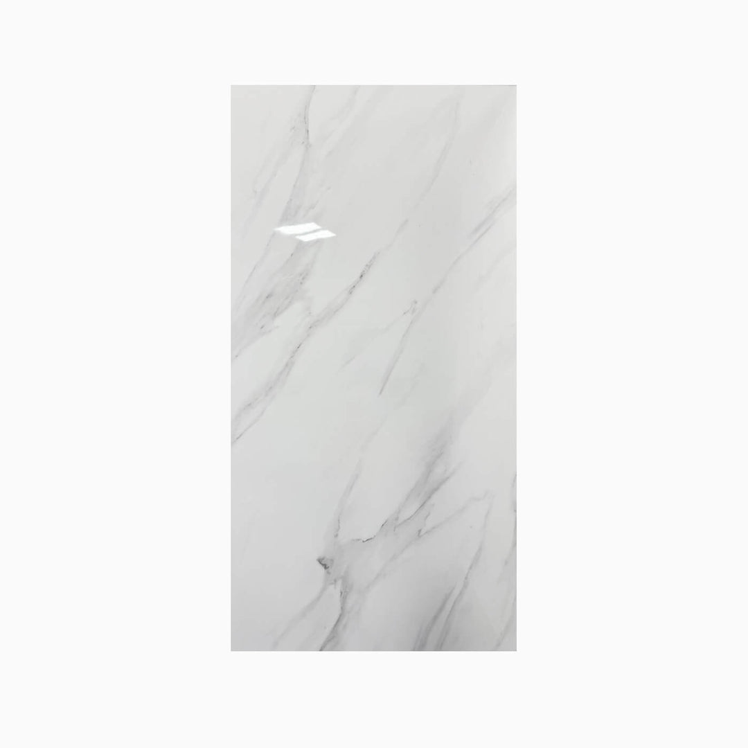 Carreau de mur douche céramique Dream White Polish 24x48 po au fini lustré effet marbre
