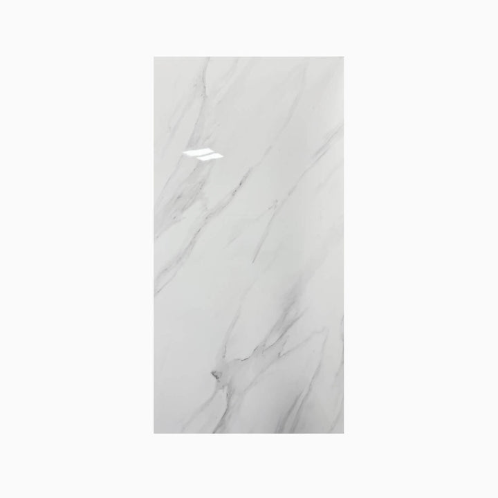 Carreau de mur douche céramique Dream White Polish 24x48 po au fini lustré effet marbre