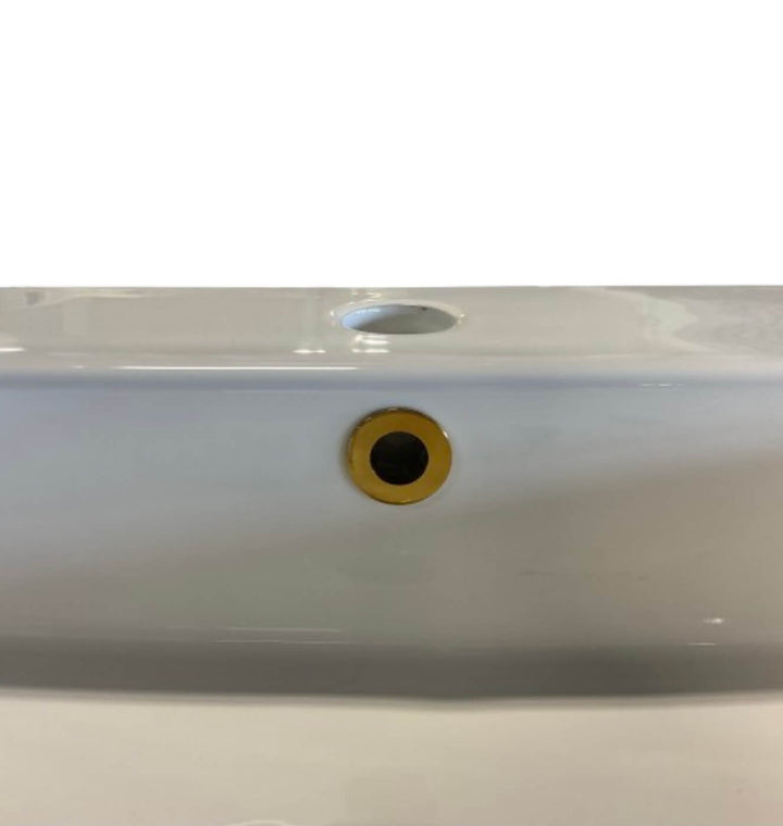 cache trop-plein doré pour lavabo chambre de bain élégant compatible système water drainage