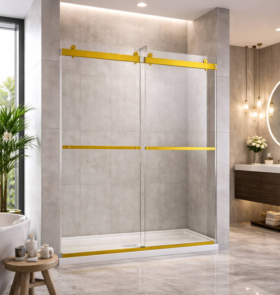 Porte de douche en verre coulissante double Richmond idéale pour alcôve salle de bain moderne