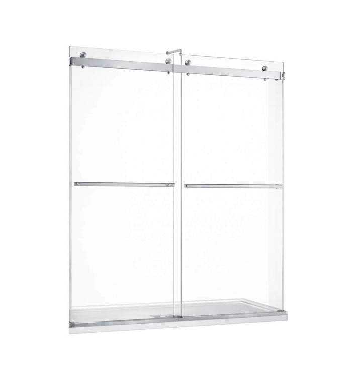 Porte de douche double coulissante Richmond en verre trempé pour installation en alcôve