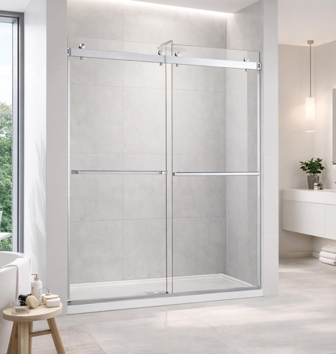 Porte de douche en verre coulissante Richmond avec rails élégants et système soft closing