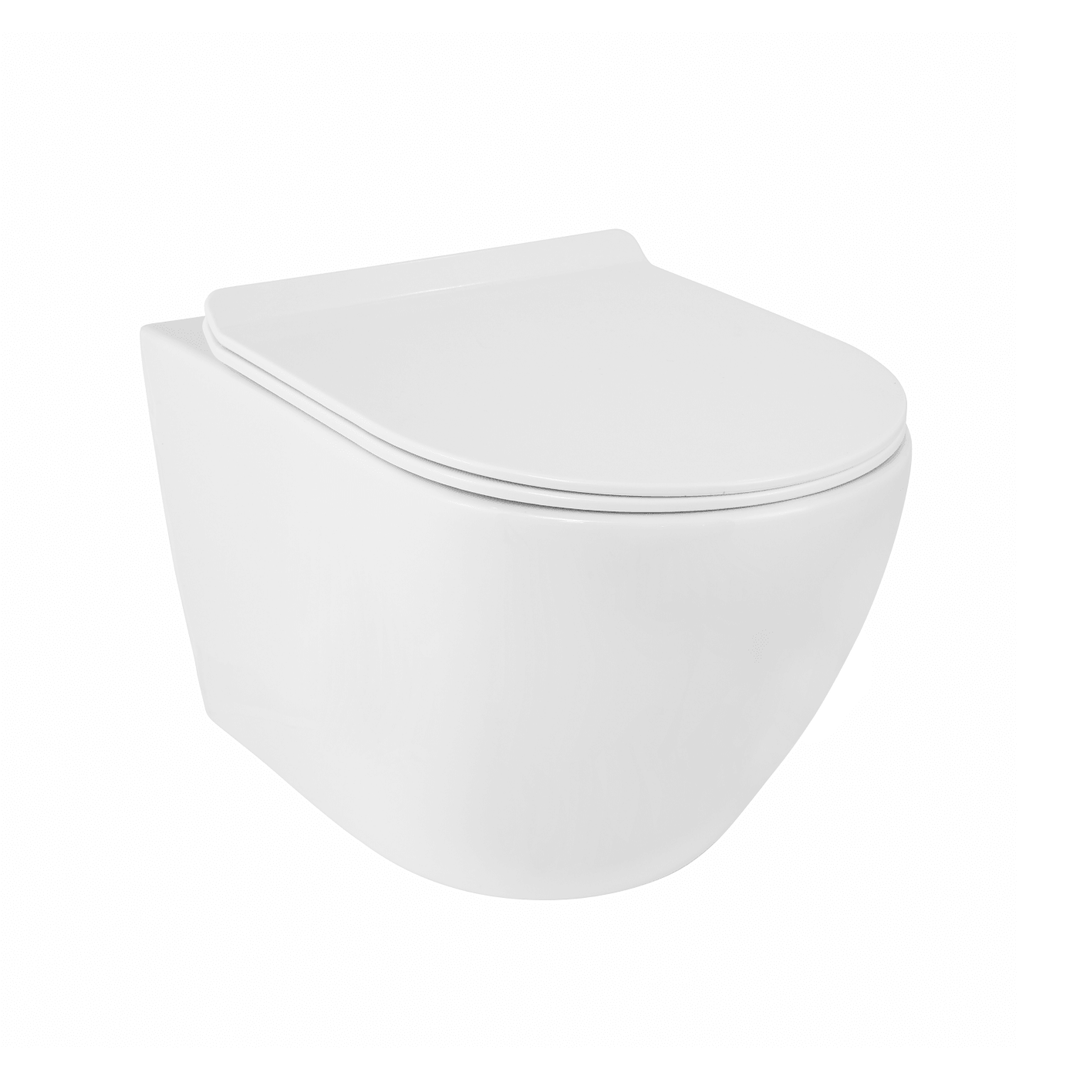 Toilette moderne suspendue de couleur blanche au design épuré pour salle de bain contemporaine