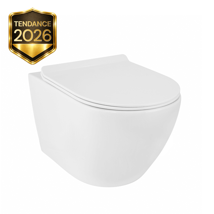Toilette moderne murale sélectionnée comme tendance 2026 pour le design de salle de bain